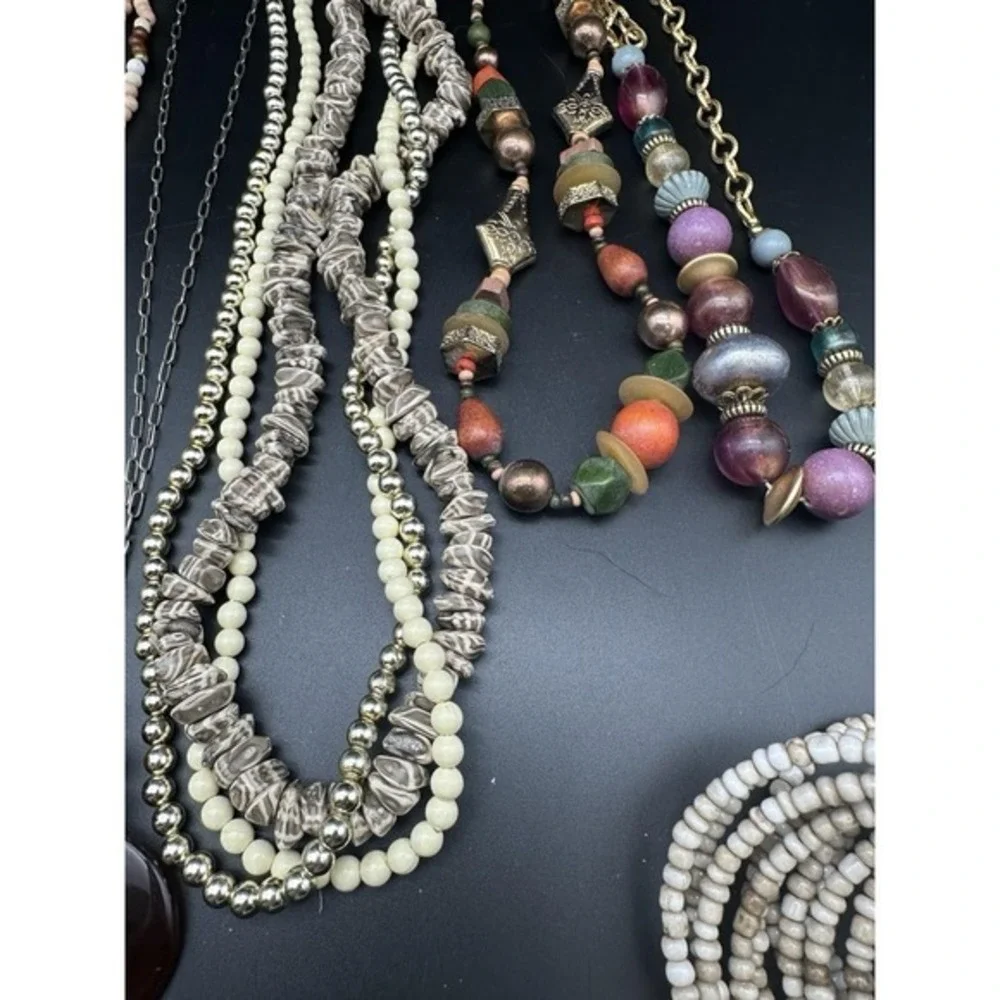 Vintage Lot Necklaces Robert Rose‎ Wood Boho Ethnic Stone Beaded Bronze Tone